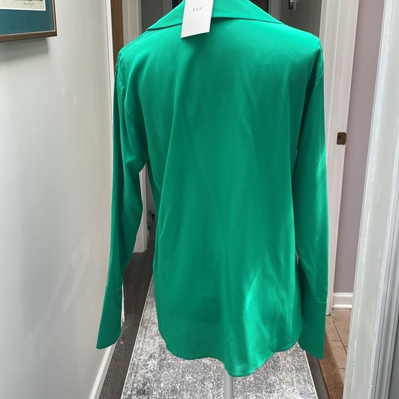 NWOT A.L.C. silk blouse In kelly green - Picture 3 of 4